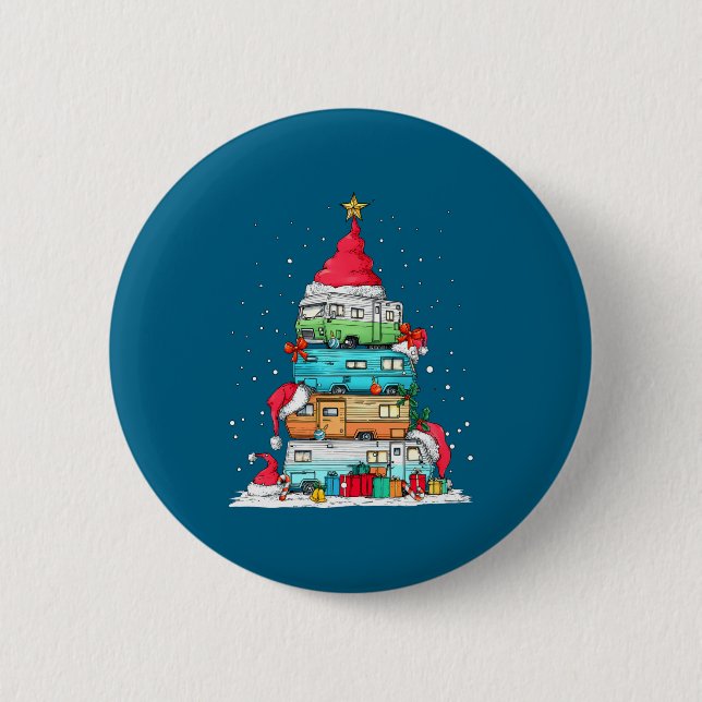Badge Rond 5 Cm Rv Camng Camper Travel Vacation Christmas Tree Xma (Devant)