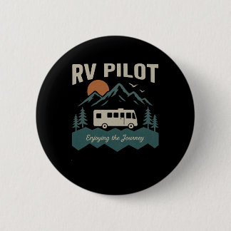 Badge Rond 5 Cm Rv Pilot Camping Retro Motorhome Travel Vacation C