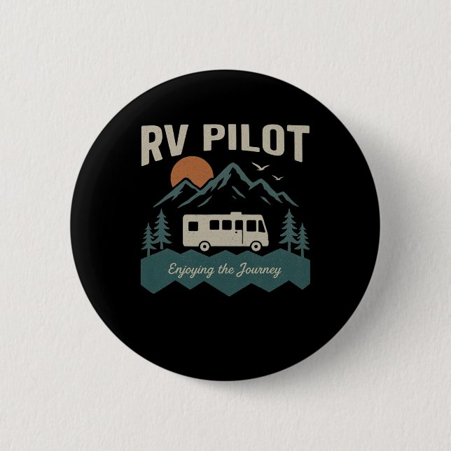 Badge Rond 5 Cm Rv Pilot Camping Retro Motorhome Travel Vacation C (Devant)