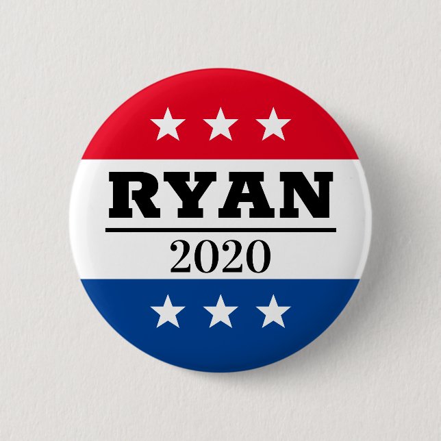 Badge Rond 5 Cm Ryan 2020, le jeu des élections (Devant)