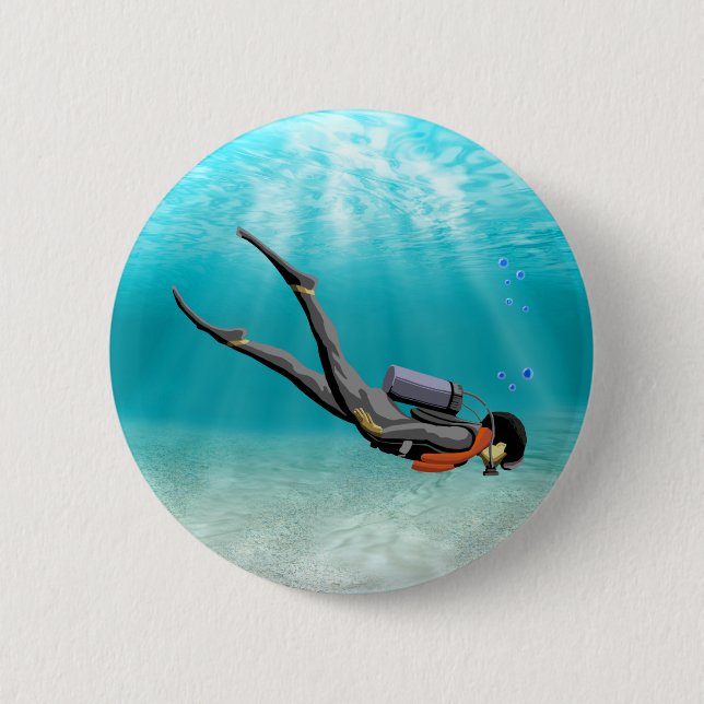 Badge Rond 5 Cm S.C.U.B.A. Plongeur (Devant)