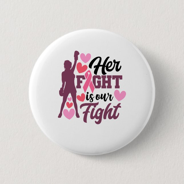 Badge Rond 5 Cm Sa Lutte Est Notre Lutte Contre Le Cancer Du Sein  (Devant)
