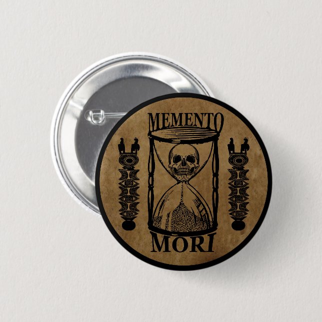 Badge Rond 5 Cm sablier memento mori (Devant & derrière)