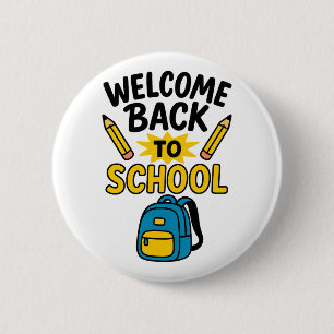 Badge Rond 5 Cm Sac à dos crayon de plaisir de retour à l'école