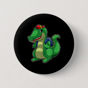 Badge Rond 5 Cm Sac à dos mignon crocodile drôle Retour à l'école 