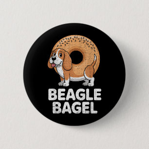 Badge Rond 5 Cm Sac Beagle Chien Bagel Pain Blague Drôle Animaux H