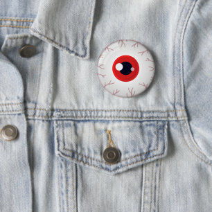 Badge Rond 5 Cm Sac Halloween Rouge Cramoisi Yeux Œil Effrayant