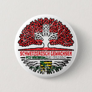 Badge Rond 5 Cm Sachsen Sächsisch Schweizer Schweiz Baum Wurzel