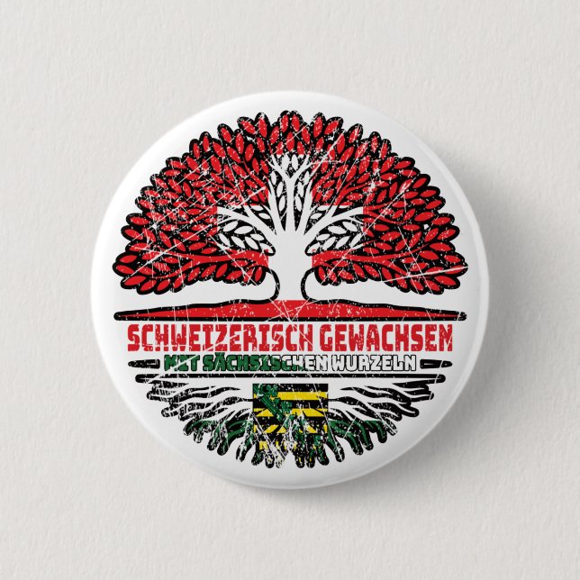 Badge Rond 5 Cm Sachsen Sächsisch Schweizer Schweiz Baum Wurzel (Devant)