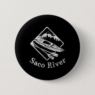 Badge Rond 5 Cm Saco River Kayak Kayak Bateau Rapids Canot Pad