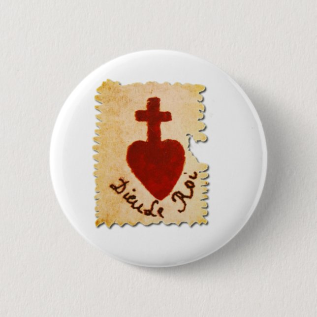 Badge Rond 5 Cm Sacré-Coeur Vendée-Dieu, le Roi catholique (Devant)