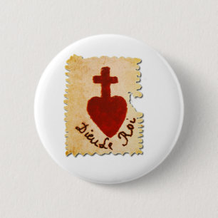 Badge Rond 5 Cm Sacré-Coeur Vendée-Dieu, le Roi catholique