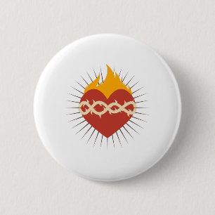 Badge Rond 5 Cm Sacred Heart Catholic
