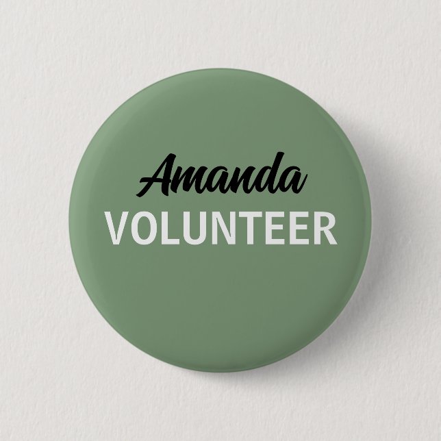 Badge Rond 5 Cm Sage Green Awesome Volunteer (Devant)