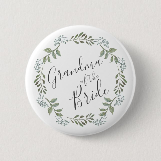 Badge Rond 5 Cm Sage Greenery Grandma de la mariée (Devant)