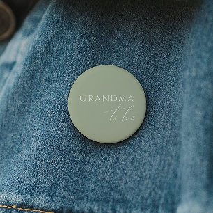 Badge Rond 5 Cm Sage Whimsical Baby shower Vert Grand-mère à être