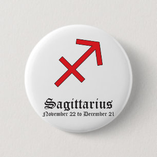 BADGE ROND 5 CM SAGITTAIRE SIGNE ASTROLOGIQUE, SYMBOLE ZODIAQUE