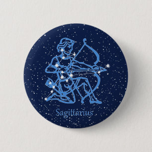 Badge Rond 5 Cm Sagittarius Constellation & Zodiac Signe avec étoi