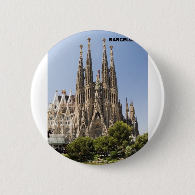 Badge Rond 5 Cm Sagrada Familia Barcelone Espagne (Devant)
