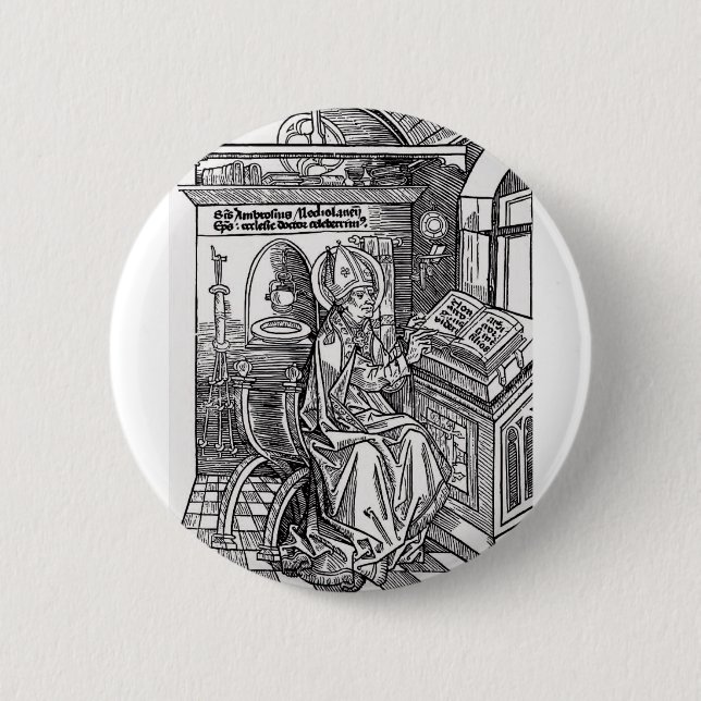 Badge Rond 5 Cm Saint Ambroise de Milan (Devant)