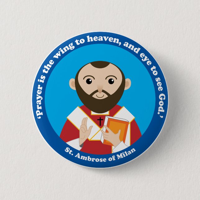 Badge Rond 5 Cm Saint-Ambrose de Milan (Devant)