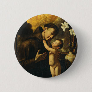 Badge Rond 5 Cm Saint Antoine de Padoue avec l'enfant Jésus