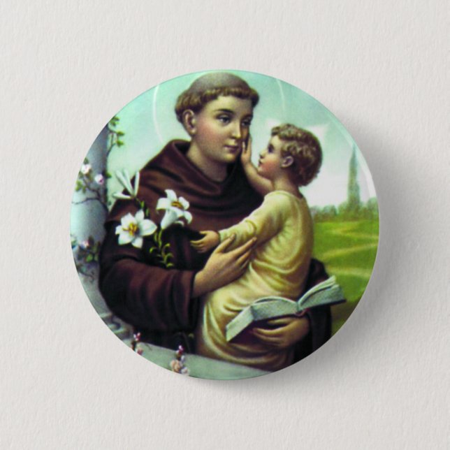 Badge Rond 5 Cm Saint António et garçon Jesus (Devant)