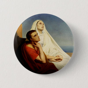 Badge Rond 5 Cm Saint Augustin et Saint Monica