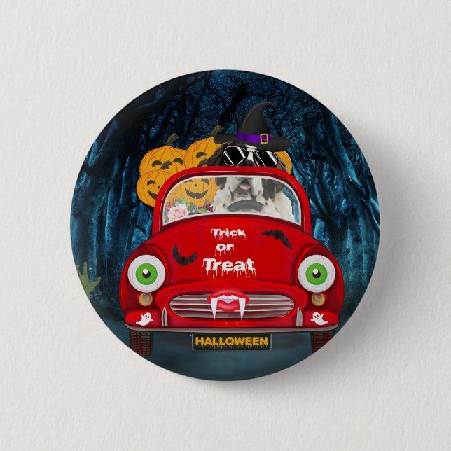 Badge Rond 5 Cm Saint Bernard Chien voiture voiture effrayant Hall (Devant)