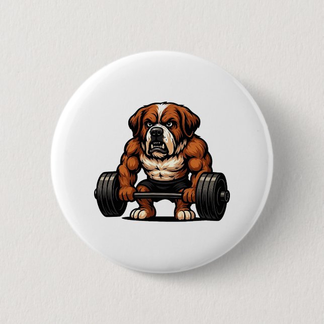 Badge Rond 5 Cm Saint Bernard Poids Bodybuilder Workbuilding Gy (Devant)