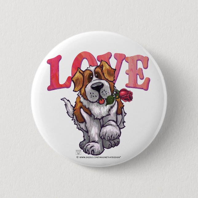 Badge Rond 5 Cm Saint-Bernard Valentin (Devant)