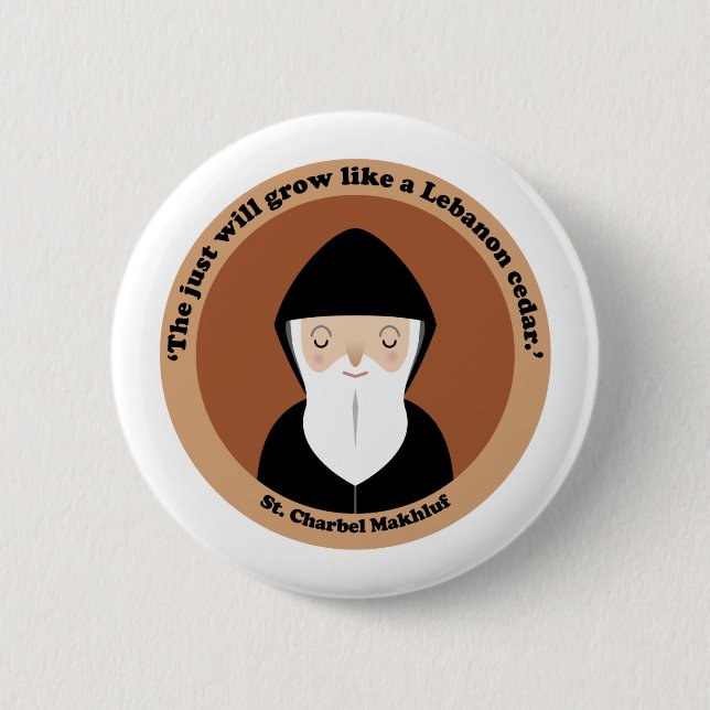 Badge Rond 5 Cm Saint Charbel Makhluf (Devant)