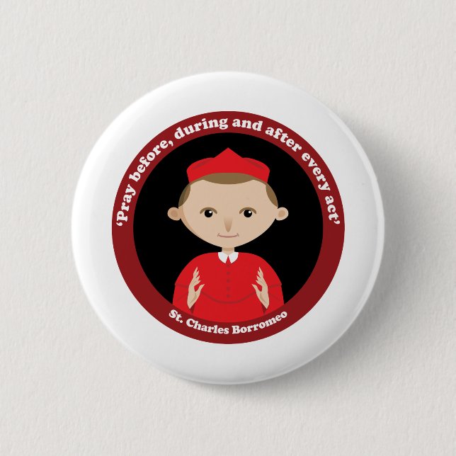 Badge Rond 5 Cm Saint Charles Borromeo (Devant)