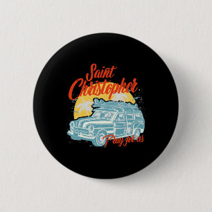 Badge Rond 5 Cm Saint-Christophe Surfeur Mec Surfant Plage Ca