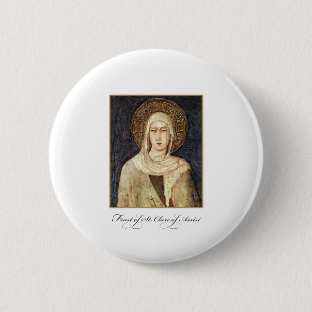 Badge Rond 5 Cm Saint Clare d'Assisi Fête Bénédiction (Devant)