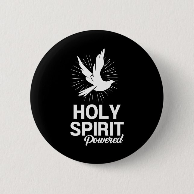 Badge Rond 5 Cm Saint Esprit Dove Powered Dons Chrétiens Pour Homm (Devant)