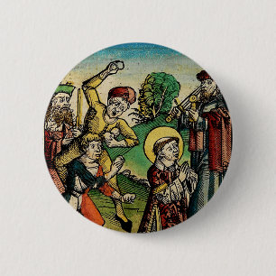 Badge Rond 5 Cm Saint Étienne le Protomartyr Iconographie d'art fi