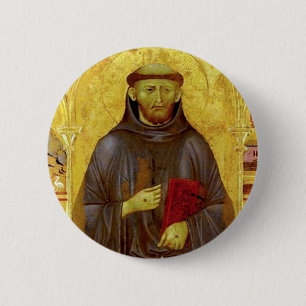 Badge Rond 5 Cm Saint Francis d'iconographie médiévale d'Assisi
