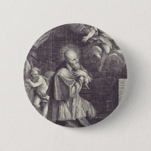 Badge Rond 5 Cm Saint François de Sales Art en noir et blanc