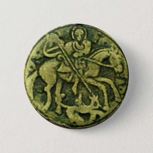 BADGE ROND 5 CM SAINT GEORGE ET DRAGON MEDALLION (Devant)