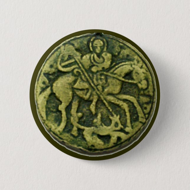 BADGE ROND 5 CM SAINT GEORGE ET DRAGON MEDALLION (Devant)