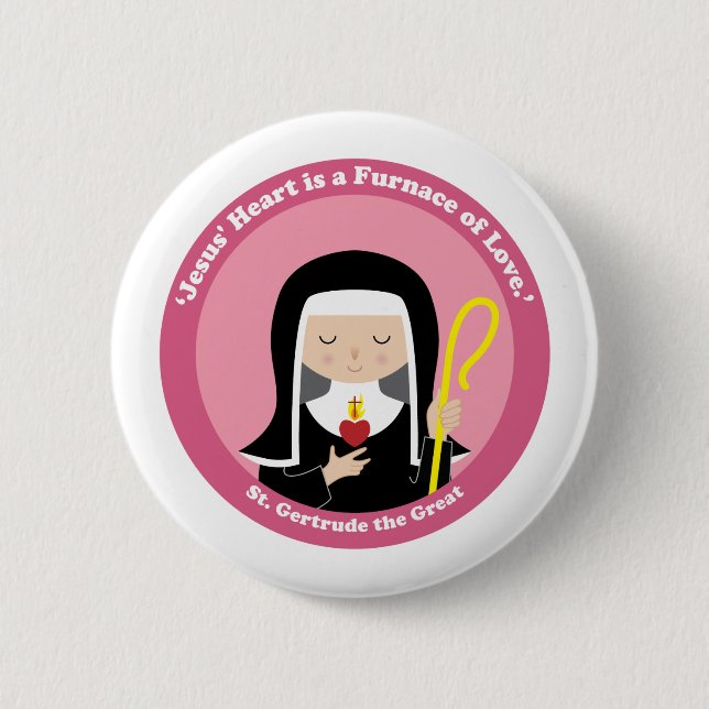 Badge Rond 5 Cm Saint Gertrude le Grand (Devant)