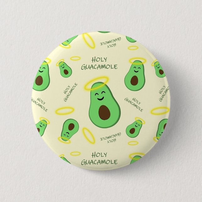 Badge Rond 5 Cm Saint-Guacamole mignon avocat (Devant)