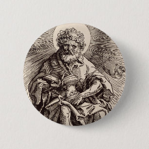 Badge Rond 5 Cm Saint Jean-Baptiste tenant l'Agneau