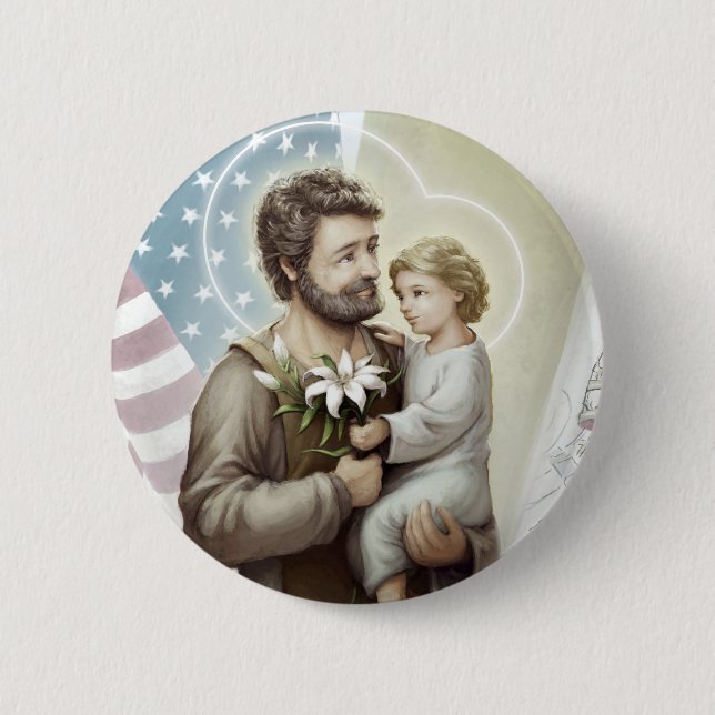Badge Rond 5 Cm Saint Joseph le Protecteur (Devant)