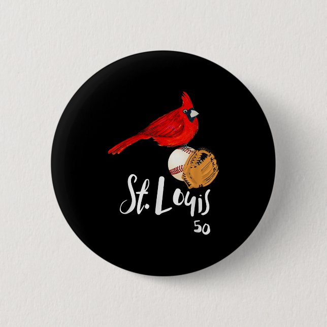 Badge Rond 5 Cm Saint Louis Red Cardinal Number 50 Baseball Art  (Devant)