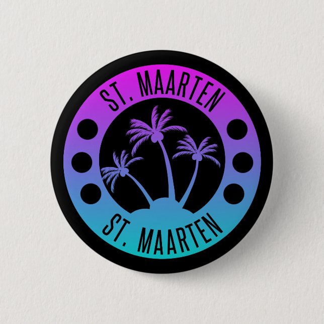 Badge Rond 5 Cm Saint-Martin Blue Gradient Sint Martin (Devant)
