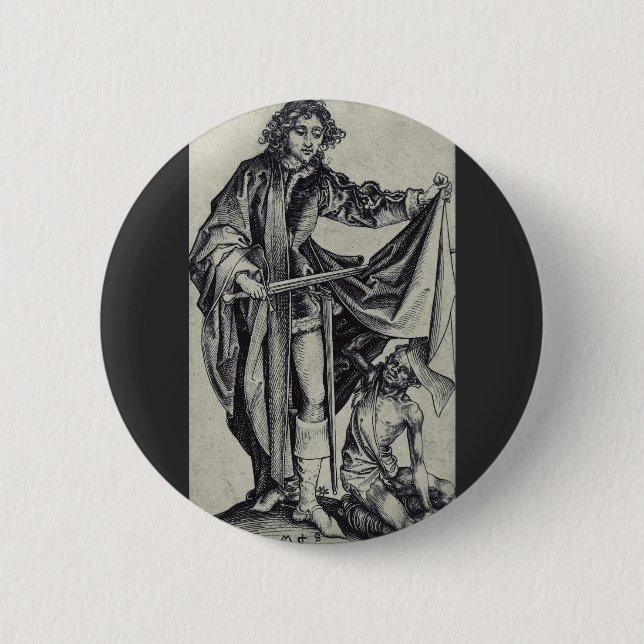 Badge Rond 5 Cm Saint Martin de Tours Gravure d'art (Devant)