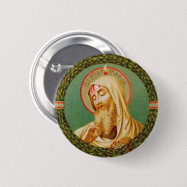 Badge Rond 5 Cm Saint Matthieu l'Apôtre (JMAS 08) (Devant & derrière)