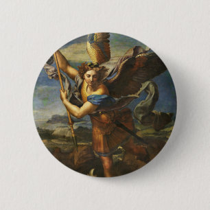 Badge Rond 5 Cm Saint Michael Vanquishing Satan par Raphael